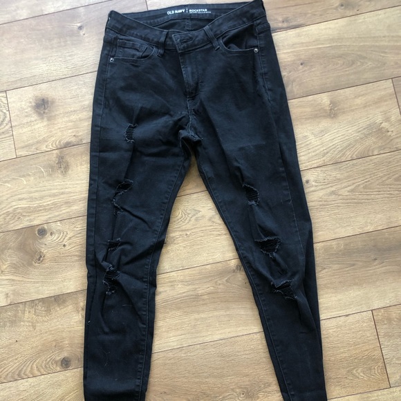 Black Distressed Skinny Jeans - Picture 1 of 3